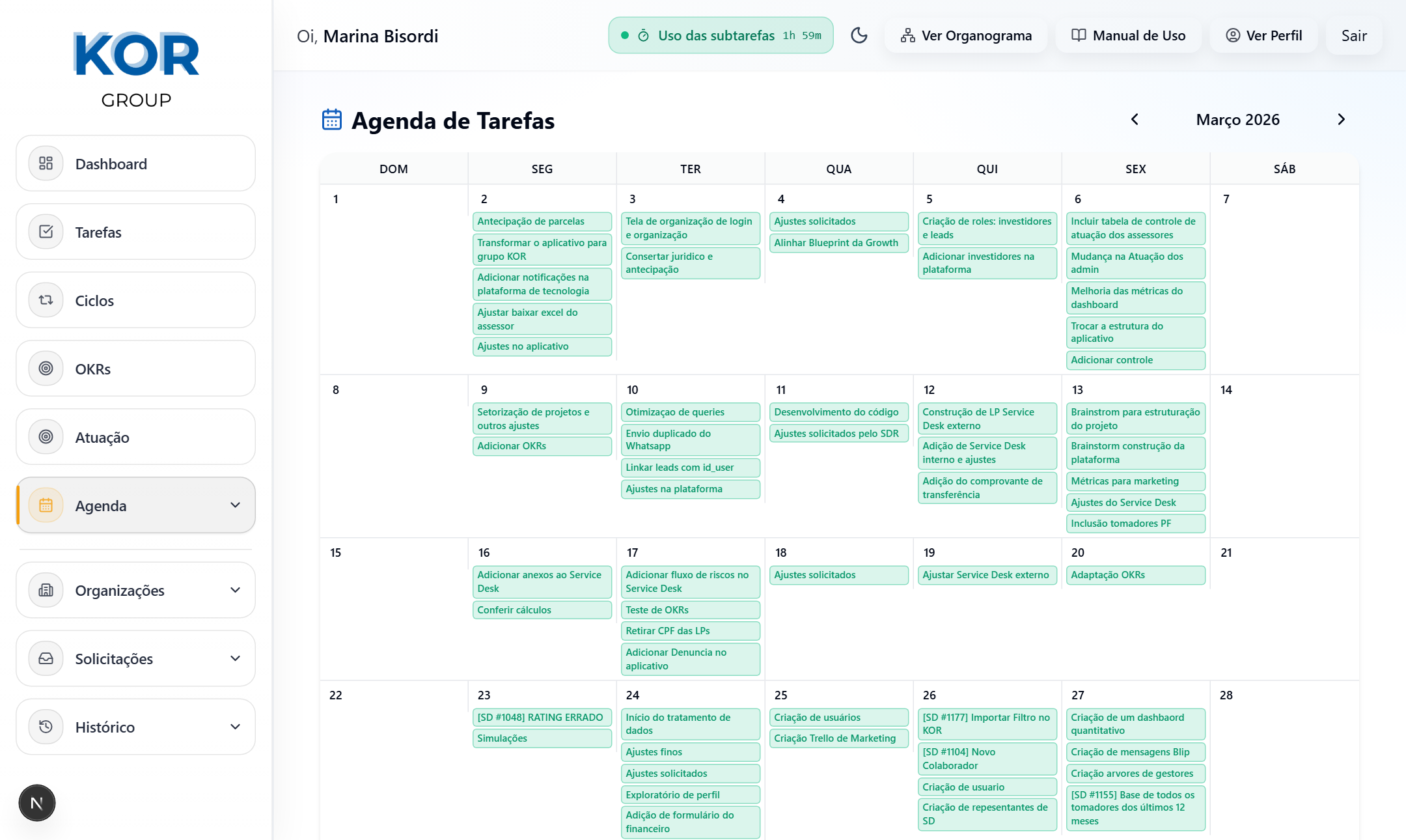 Agenda de tarefas